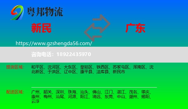 新民市到广东物流