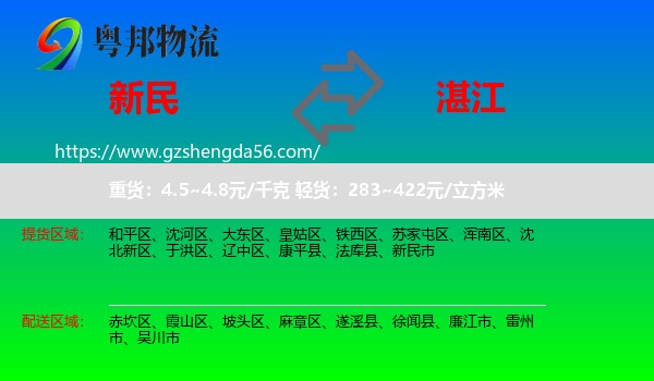 新民市到湛江物流