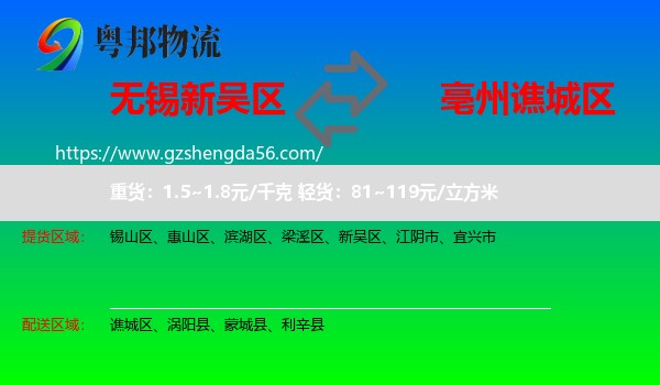 新吴区到谯城区物流专线