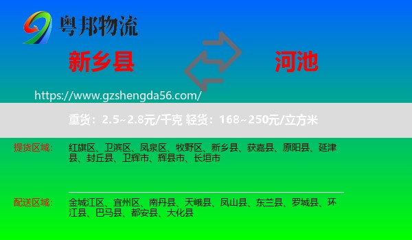 新乡县到河池物流专线