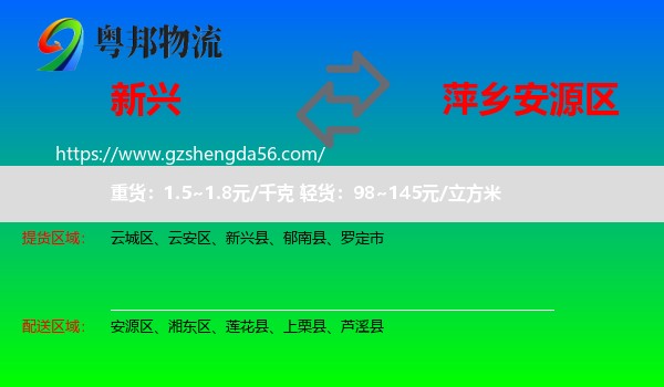 新兴县到安源区物流专线