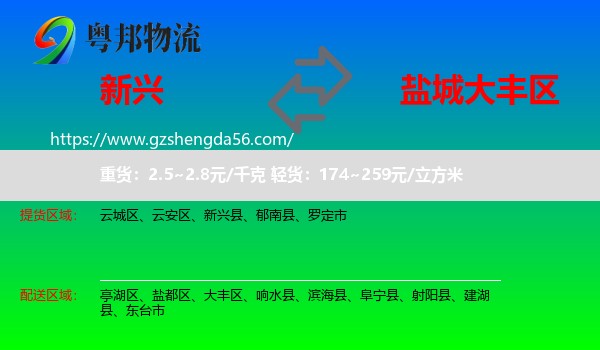 新兴县到大丰区物流专线