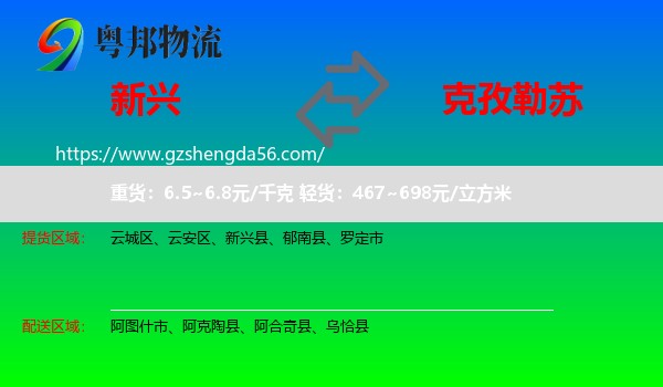 新兴县到克孜勒苏物流专线