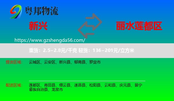 新兴县到莲都区物流专线