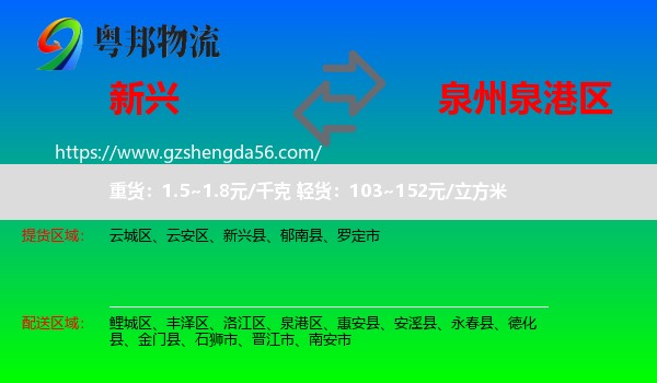 新兴县到泉港区物流专线