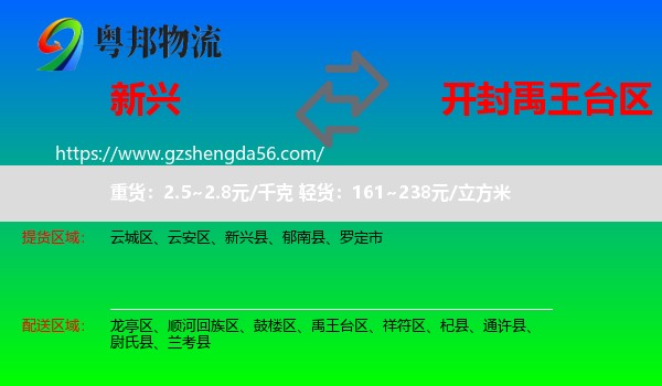 新兴县到禹王台区物流专线