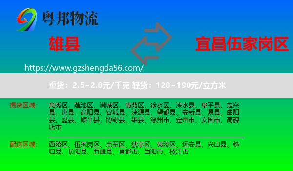 雄县到伍家岗区物流专线