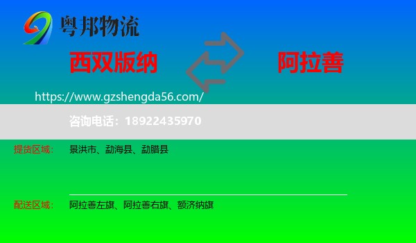 西双版纳到阿拉善盟物流专线