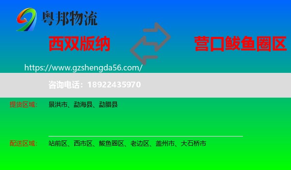 西双版纳到鲅鱼圈区物流专线