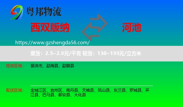 西双版纳到河池物流专线