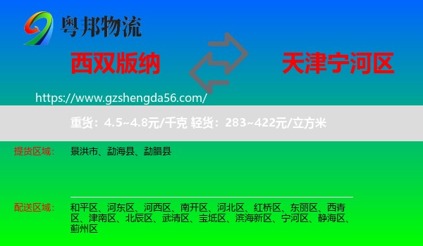 西双版纳到宁河区物流专线