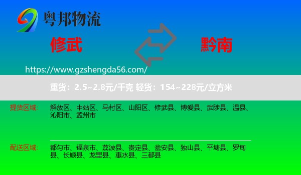 修武县到黔南物流