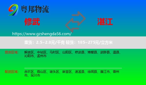 修武县到湛江物流