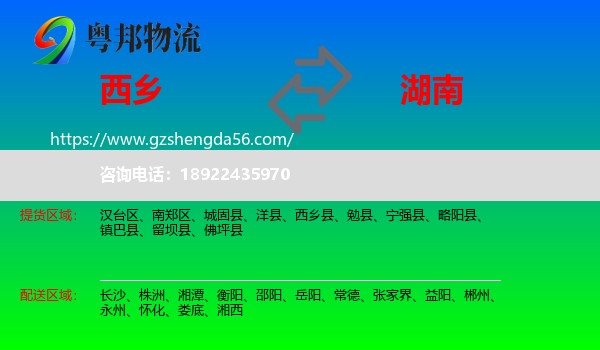 西乡县到湖南物流