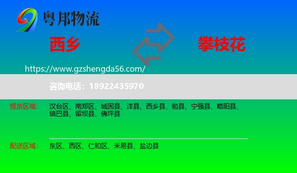 西乡县到攀枝花物流
