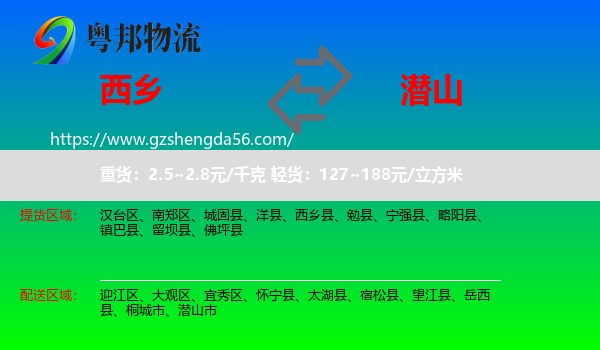 西乡县到潜山市物流专线