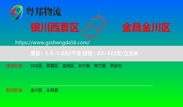 西夏区到金川区物流专线