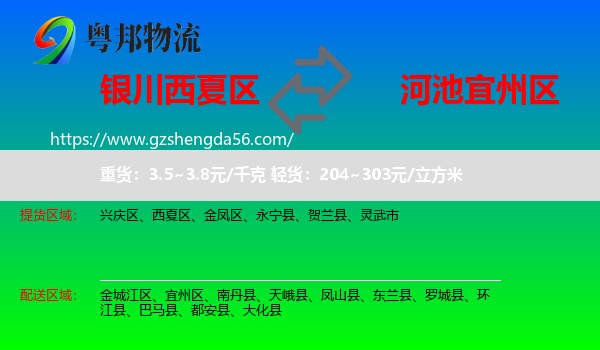 西夏区到宜州区物流专线