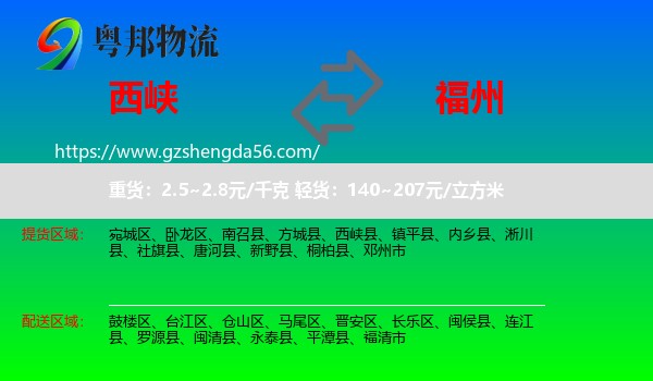 西峡县到福州专线