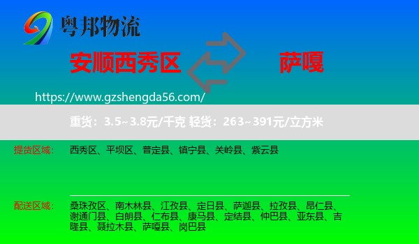 西秀区到萨嘎县物流专线