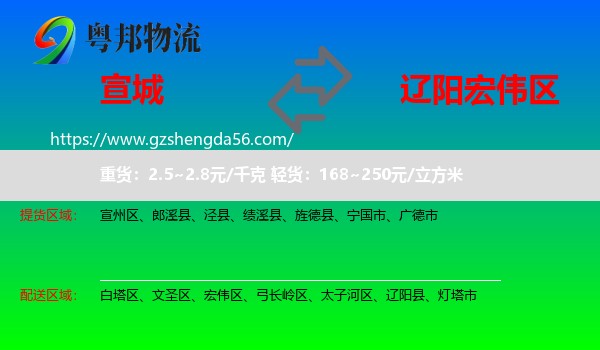 宣城到宏伟区物流专线