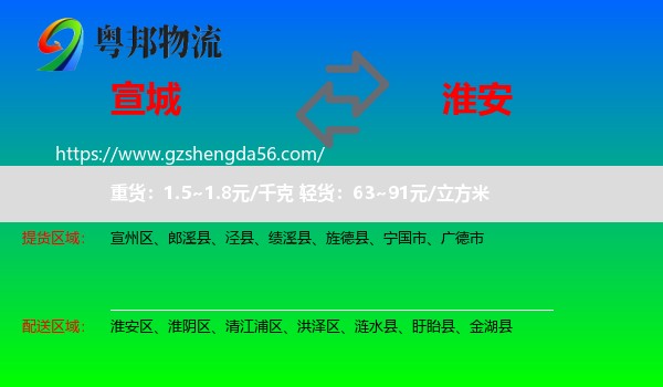 宣城到淮安物流