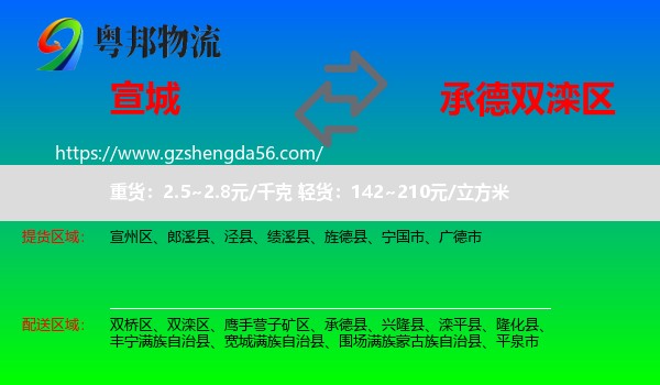 宣城到双滦区物流专线