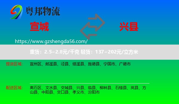 宣城到兴县物流专线