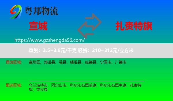 宣城到扎赉特旗物流专线