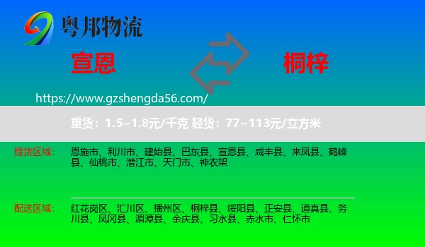 宣恩县到桐梓县物流专线