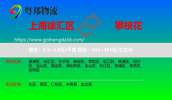 徐汇区到攀枝花物流