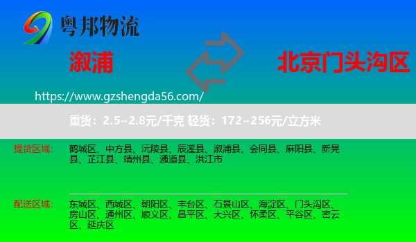 溆浦县到门头沟区物流专线