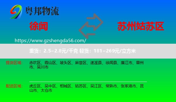 徐闻县到姑苏区物流专线