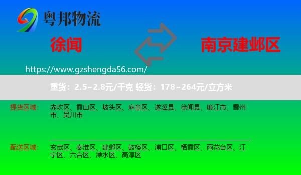 徐闻县到建邺区物流专线