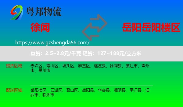 徐闻县到岳阳楼区物流专线