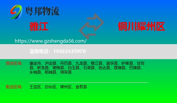 雅江县到耀州区物流专线