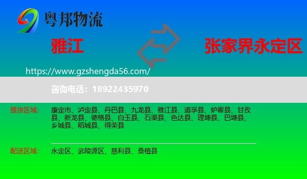 雅江县到永定区物流专线