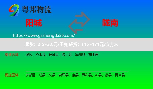 阳城县到陇南物流专线