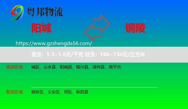 阳城县到铜陵物流专线