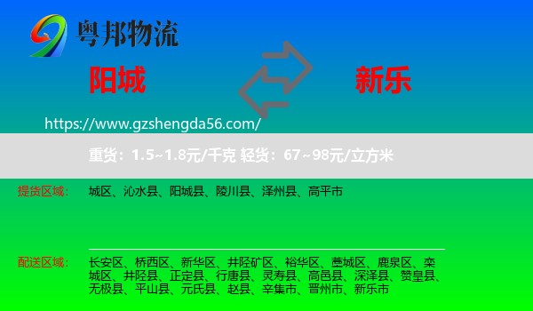 阳城县到新乐市物流专线