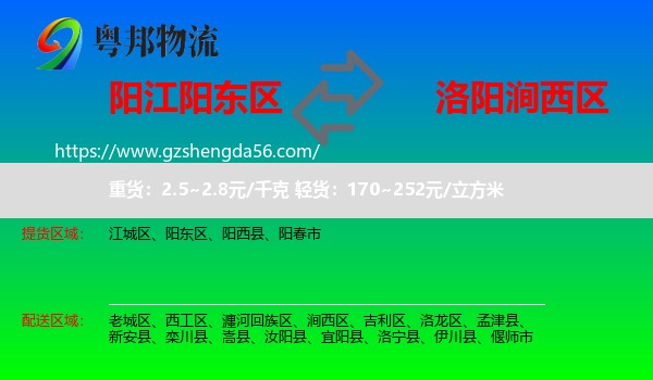 阳东区到涧西区物流专线