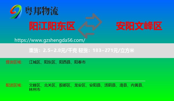 阳东区到文峰区物流专线