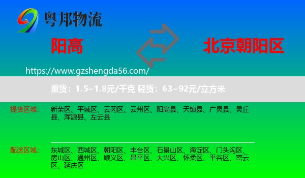 阳高县到朝阳区物流专线