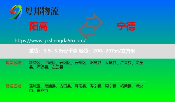 阳高县到宁德物流专线