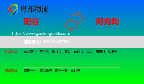 阳谷县到阿克陶县物流专线
