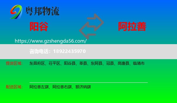 阳谷县到阿拉善盟物流专线