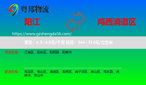 阳江到滴道区物流专线