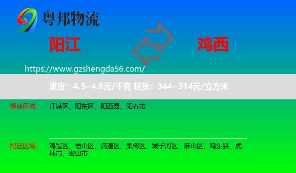 阳江到鸡西物流专线