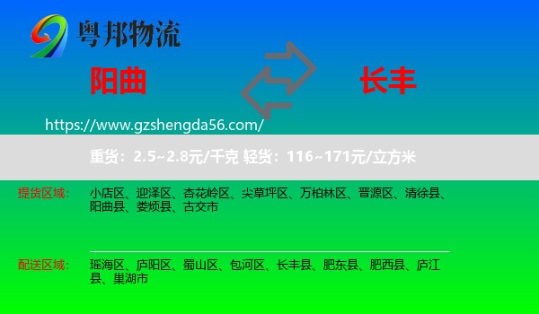 阳曲县到长丰县物流专线