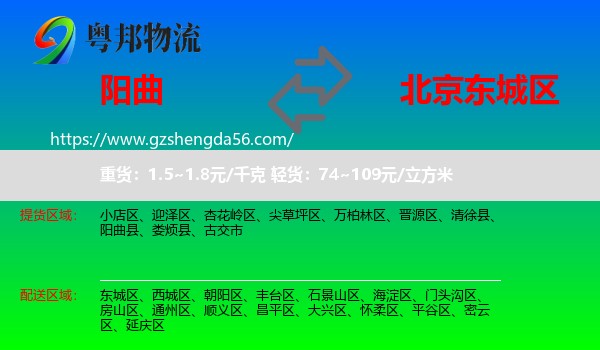 阳曲县到东城区物流专线